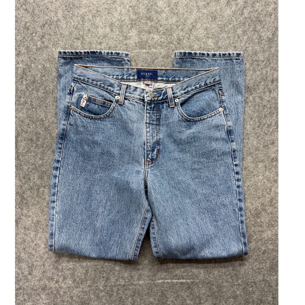Vintage Guess Jeans 30 American Tradition Straight Leg High Rise Blue Wash 90s